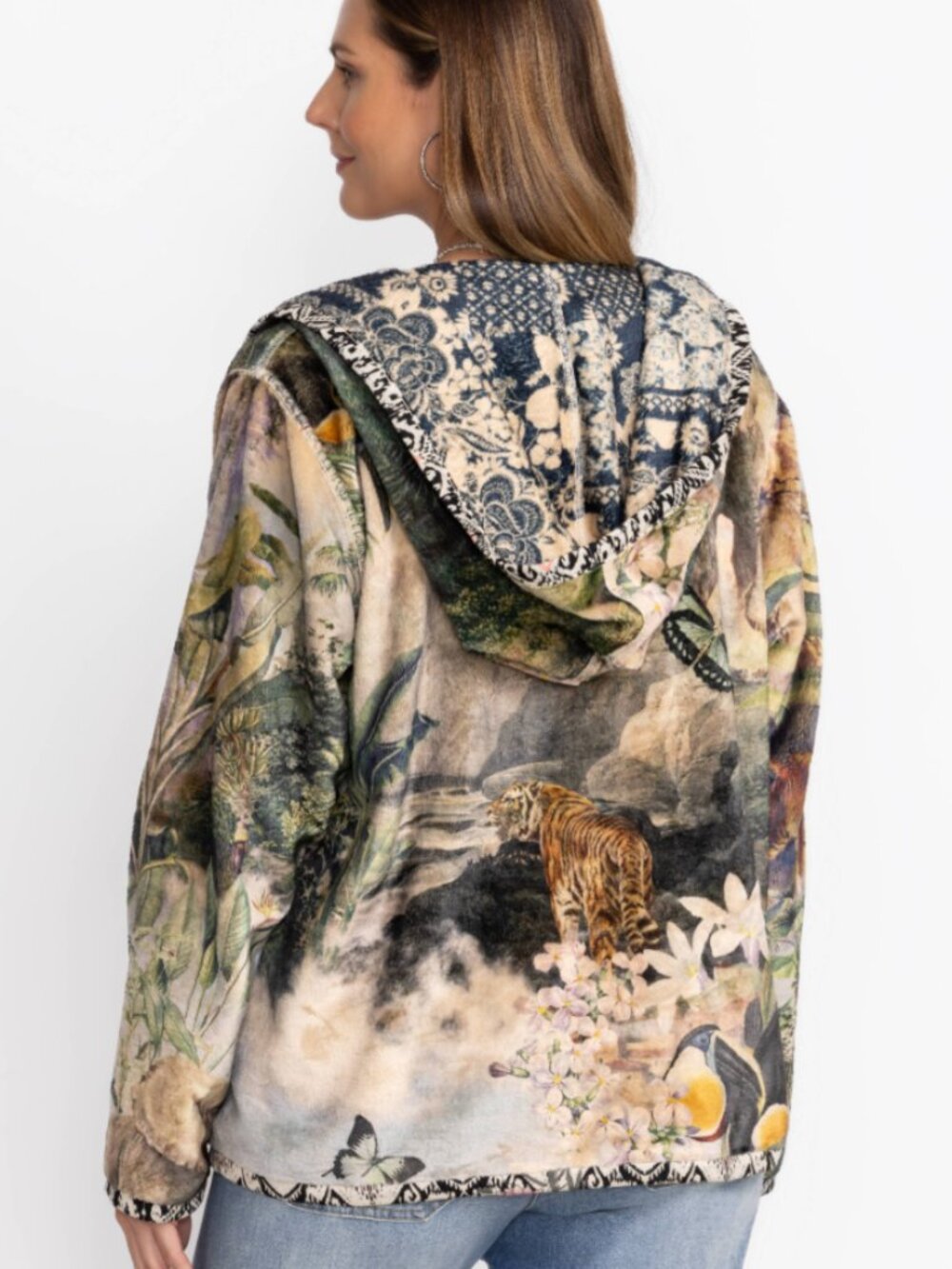NWOT Johnny Was Joan Sherpa Jacket, Reversible, Rawi Scarf Print, XL - Picture 2 of 7